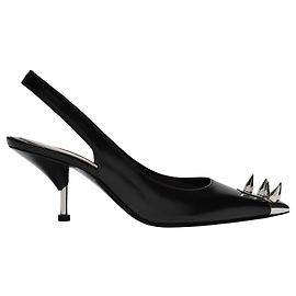 Alexander Mcqueen Scarpe con tacco punk in pelle nera e borchie argentate Nero