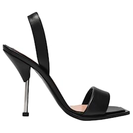 Alexander Mcqueen-Sandalias en Piel Negra y Plateada-Negro