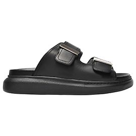 Alexander Mcqueen Ciabatte ibride in pelle nera e argento Nero