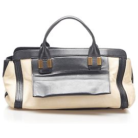 Chloé Bolsa de couro preto chloe Alice Preto Branco Cru