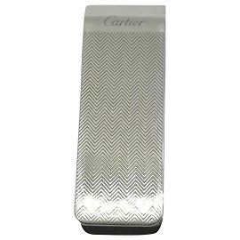 Cartier Silver Chevron Money clip Bill Fold Other