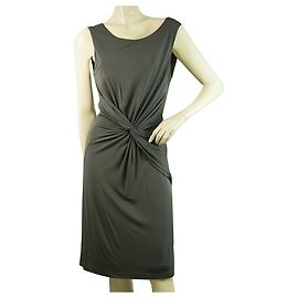 Robe Halston Heritage Grise Sans Manches Torsadée Longueur Genou 6 Gris