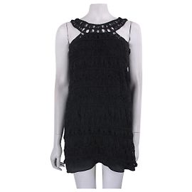 Diane Von Furstenberg DvF Liza Kleid aus Häkelspitze Schwarz