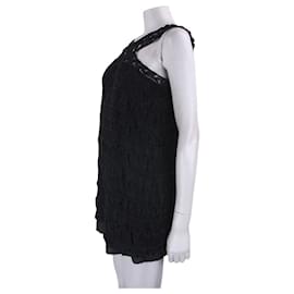 Diane Von Furstenberg-Vestido de encaje de crochet DvF Liza-Negro