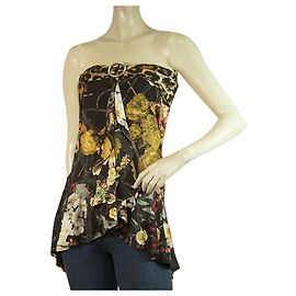 Just Cavalli Floral Print Animal Top Multicolor Top Bustier Viscose Blouse taille 42 Multicolore