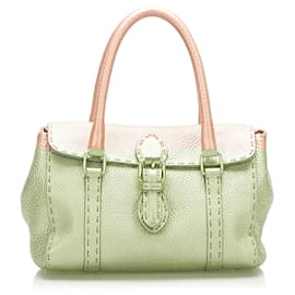 Fendi-Fendi Sac à main en cuir rose Mini Selleria Linda-Rose