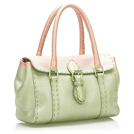 Fendi-Fendi Sac à main en cuir rose Mini Selleria Linda-Rose