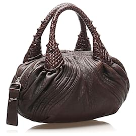 Fendi-Fendi Brown Spy Leather Handbag-Brown,Dark brown