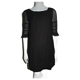 Juicy Couture-Mini robe à manches en mousseline-Noir