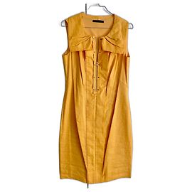 Vestido ajustado de lino Elie Tahari amarillo Amarillo