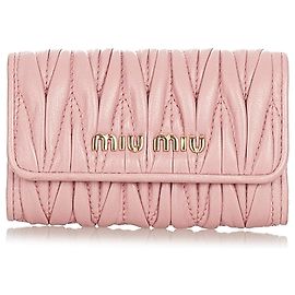 Porta-chaves de couro matelassê rosa Miu Miu Rosa