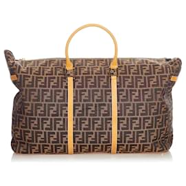Fendi-Fendi Brown Zucca Canvas Travel Bag-Brown,Light brown