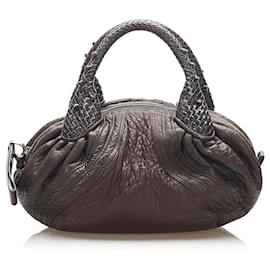 Fendi-Fendi Brown Spy Leather Handbag-Brown,Dark brown
