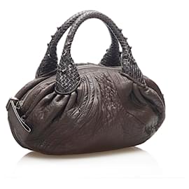 Fendi-Fendi Brown Spy Leather Handbag-Brown,Dark brown