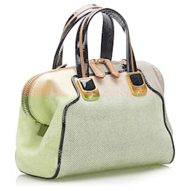 Fendi-Fendi Brown Colorblock Canvas Chameleon-Brown,Beige