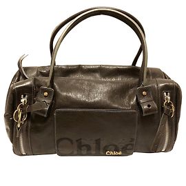 Chloé Bolsa de couro Chloe Brown Eclipse Boston Marrom Castanho escuro