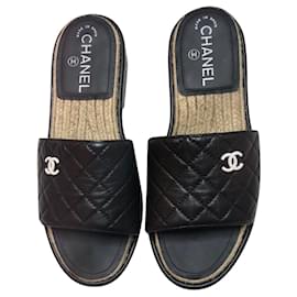 Chanel-Sandalias de chanel-Negro