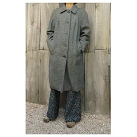 Burberry-Abrigo Burberry en tamaño Harris Tweed 42-Gris