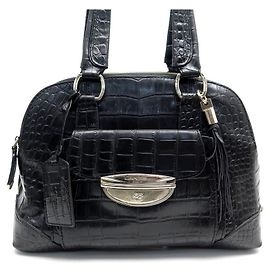 LANCEL ADJANI GM HANDBAG IN BLACK CROCODILE LEATHER LEATHER HAND BAG Black