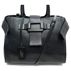 ROGER VIVIER PILGRIM DAY HANDTASCHE MITTEL SCHWARZ LEDER BANDOULIERE BAG Schwarz