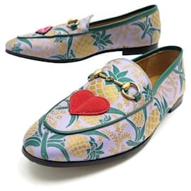 Gucci-GUCCI SHOES JORDAAN MOCCASINS PINEAPPLE CANVAS 431466 36 It 37 FR LOAFERS-Multiple colors