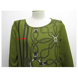 Hermès-NEW HAUT HERMES TUNIC L 42 RED SILK & COTTON CORDAGE POMPONS SHIRT-Red