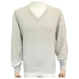 Hermès-NEW HERMES V NECK SWEATER M 48 IN CASHMERE TAUPE CASHMERE NEW SWEATER-Taupe