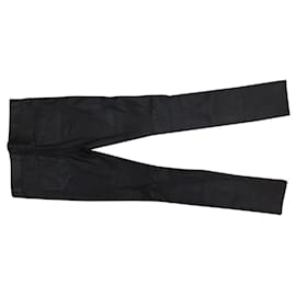 Saint Laurent-NEW SAINT LAURENT SKINNY WAIST TROUSERS 320955 SLIM T36 S BLACK LEATHER PANTS-Black