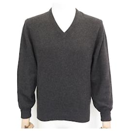 Hermès-NEW HERMES V NECK SWEATER M 48 ANTHRACITE CASHMERE NEW SWEATER-Dark grey