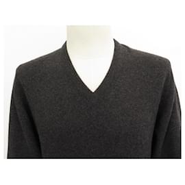 Hermès-NEW HERMES V NECK SWEATER M 48 ANTHRACITE CASHMERE NEW SWEATER-Dark grey
