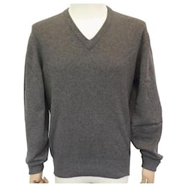 Hermès-NEW HERMES V-NECK SWEATER L 52 IN CASHMERE GRAY GRAY CASHMERE NEW SWEATER-Grey