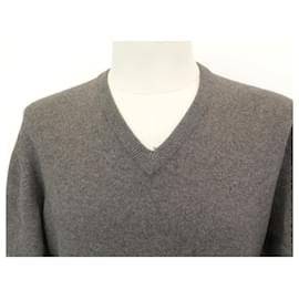 Hermès-NEW HERMES V-NECK SWEATER L 52 IN CASHMERE GRAY GRAY CASHMERE NEW SWEATER-Grey