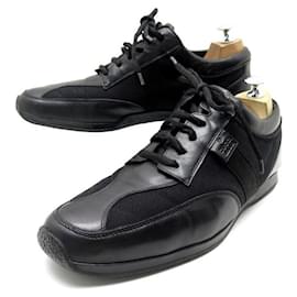 Gucci-GUCCI sneakers SHOES 102309 42.5 CANVAS & BLACK LEATHER SNEAKERS SHOES-Black