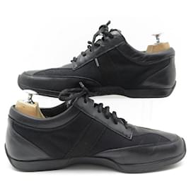 Gucci-GUCCI sneakers SHOES 102309 42.5 CANVAS & BLACK LEATHER SNEAKERS SHOES-Black