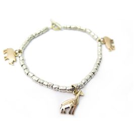 PULSERA DODO POMELLATO MINI GRANELLI + CHARMS ANIMALES 17 CM PLATA ORO ROSA Plata