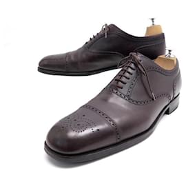 JM Weston-JM WESTON RICHELIEU FLORAL TOE SHOES 615 11D 45 BROWN LEATHER SHOES-Brown