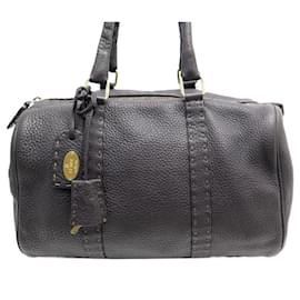 Fendi-SAC A MAIN FENDI SELLERIA BOSTON 8BL061 EN CUIR MARRON LEATHER HAND BAG-Marron