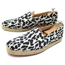 NEW CHRISTIAN LOUBOUTIN SHOES 43 ZEBRA CANVAS ESPADRILLES SANDALS White