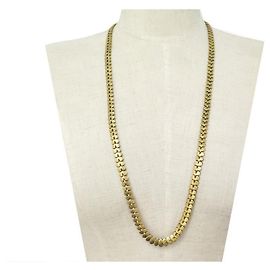 VINTAGE COLLIER CHANEL MAILLE FEUILLAGE MAISON DESRUE SAUTOIR METAL DORE 1985 Doré