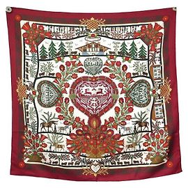 Hermès HERMES DECOUPAGES ANNA ROSAT SCIARPA QUADRATA 90 SCIARPA IN SETA BORDEAUX IN SETA Bordò