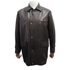 Hermès HERMES LONG M JACKET 48 BROWN LAMB LEATHER JACKET COAT Brown
