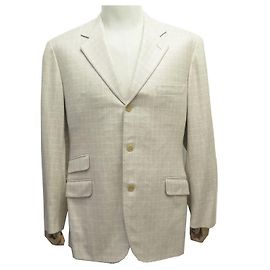 Hermès NEW HERMES G JACKET130 CASHMERE & SILK CHECK M 52 BEIGE NEW JACKET Beige