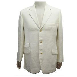 Hermès NEW HERMES G JACKET9105 M 50 WHITE LINEN NEW WHITE LINEN JACKET VEST White