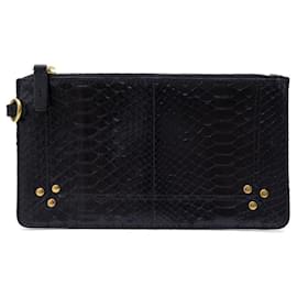NEW JEROME DREYFUSS POPOCHE S BLACK PYTHON NEW POUCH IN PELLE Nero