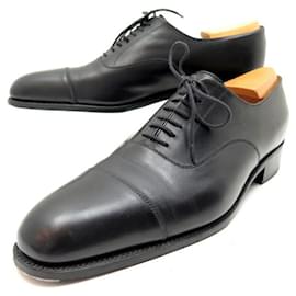 JM Weston-JM WESTON RICHELIEU STRAIGHT TOE SHOES 10 44 BLACK LEATHER STAINLESS STEEL SHOES-Black