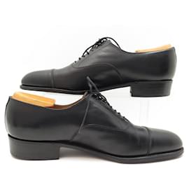 JM Weston-JM WESTON RICHELIEU STRAIGHT TOE SHOES 10 44 BLACK LEATHER STAINLESS STEEL SHOES-Black