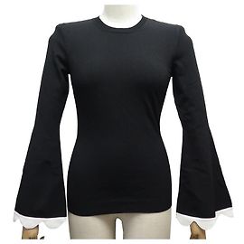 NEU VALENTINO PULLOVER AUSGESTELLTE ÄRMEL S 36 IN SCHWARZ VISCISE NEUER SCHWARZER PULLOVER Schwarz