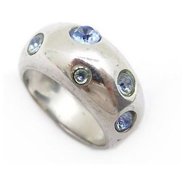 Yves Saint Laurent ring 48 in Sterling Silver 925 & BLUE STRASS SILVER RING Silvery