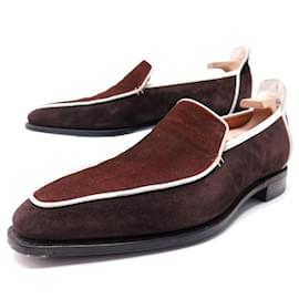 Corthay-BRIGHTON LOAFERS CORTHAY SHOES 10 44 BROWN SUEDE STAINLESS STEEL SHOES-Brown