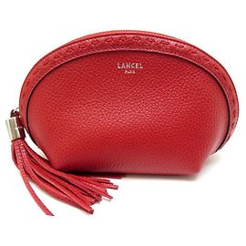 NEUF POCHETTE TROUSSE LANCEL PREMIER FLIRT A11134 CUIR ROUGE LEATHER POUCH Rouge